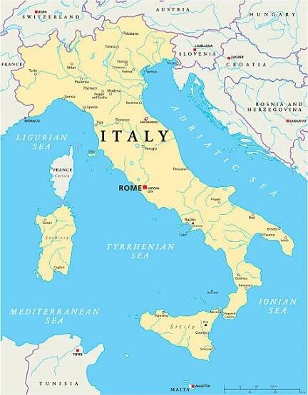 itálie politická mapa - itálie stock ilustrace