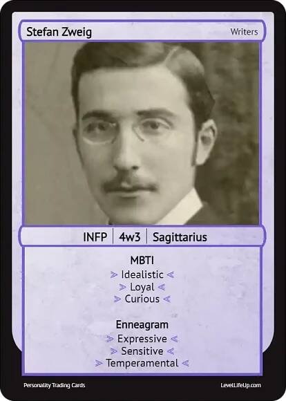 Stefan Zweig Enneagram & MBTI Personality Type
