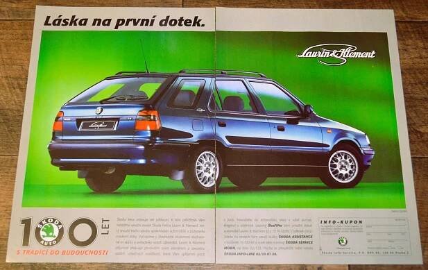 ŠKODA FELICIA LAURIN a KLEMENT - DOBOVÝ PLAKÁT Z MAGAZÍNU, FORMÁT A3