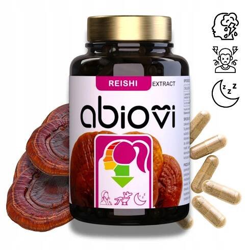 Reishi houby Ganoderma Lakovačka EXTRAKT Abiovi kapsle Stress Spánek 47,6%