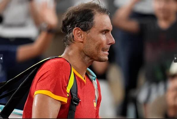 Rafa Nadal tras caer derrotado, junto a Carlos Alcaraz, en el torneo de dobles de los JJOO de París.