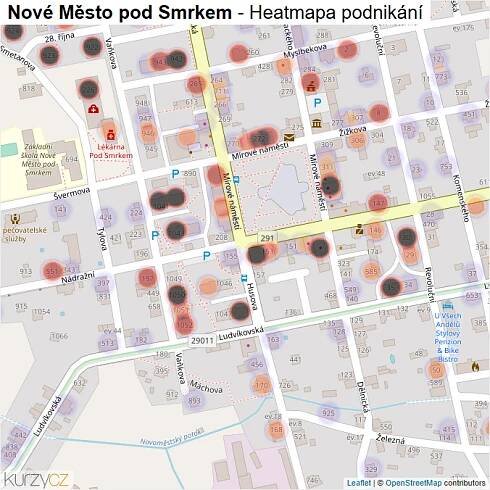 Mapa Nové Město pod Smrkem - Firmy v části obce.