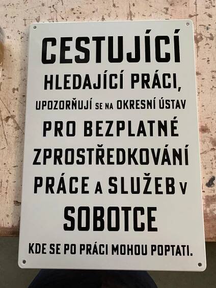 Smaltovaná cedule nová