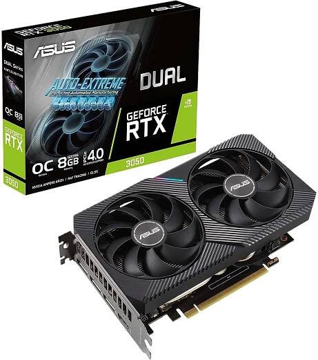 Render of Asus Dual RTX 3050 GPU