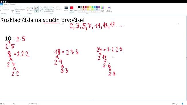 Rozklad čísla na součin prvočísel.