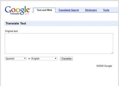 Vzhled - Google překladač - rok 2008