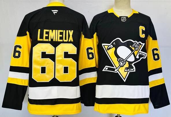 Men Pittsburgh Penguins #66 Lemieux Black 2025 Home Premier Player NHL Jersey->pittsburgh penguins->NHL Jersey