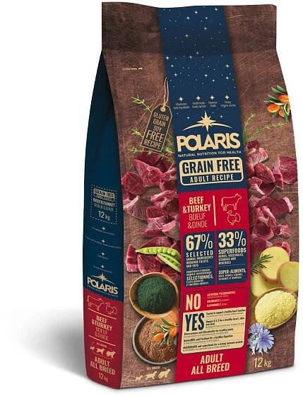 POLARIS 12 kg bezobilné granule pro dospělé psy s hovězím a krůtím