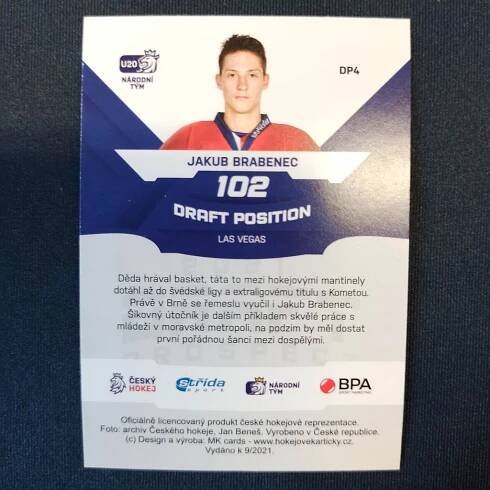 Jakub Brabenec DRAFT PROSPECT 2021 | Hokejové kartičky