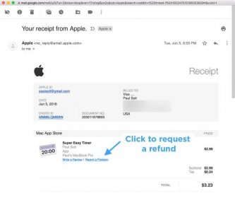 Request a Mac App Store Refund from the Apple Receipt Email