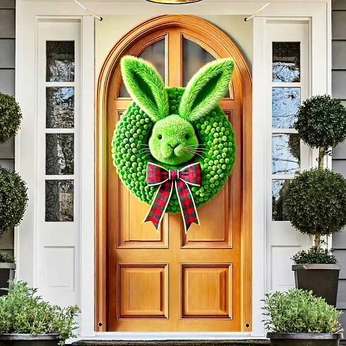 Dekorace bannerů na velikonoční dveře - Holiday Party Bunny uvnitř i na Materiál látka