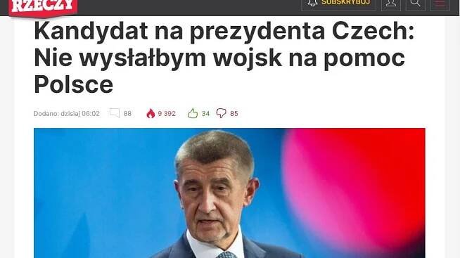 Uráží naše jídlo a ani by nám nepřišel na pomoc. Babišova slova pobouřila Poláky a všimli si i v Litvě