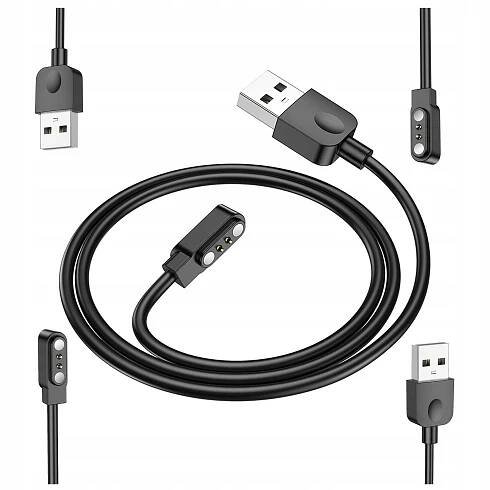 MAGNETICKÝ KABEL USB NABÍJEČKA PRO CHYTRÉ HODINKY UNIVERZÁLNÍ 2 PIN 60 cm
