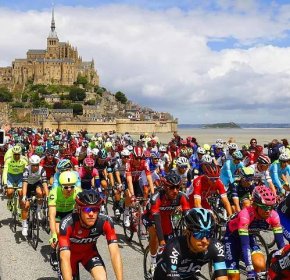 Start of the Tour de France from Mont-Saint-Michel
