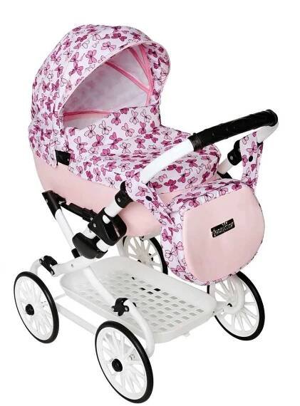 Kočárek pro panenky růžový Jasmine Kids V3 Fialka
