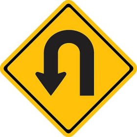 výstražná dopravní značka u-turn - značka zákaz otáčení stock ilustrace