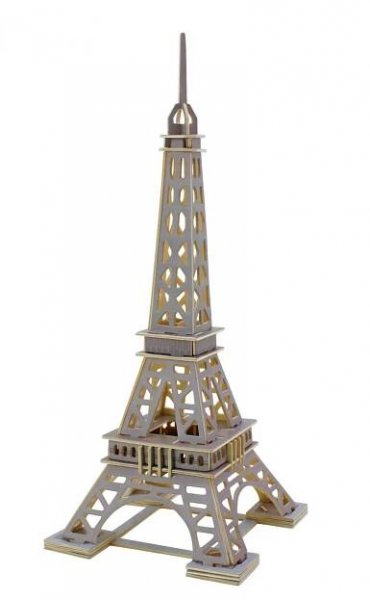 Dřevěné skládačky 3D puzzle - Eiffelova věž - šedá