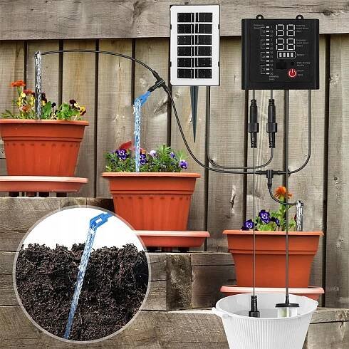 SOLÁRNÍ ZAVLAŽOVACÍ SYSTÉM AUTOMATICKÉ ZAVLAŽOVÁNÍ 12 REŽIMŮ VELKÁ SADA za 578.00CZK - Allegro