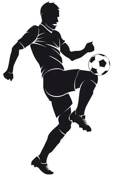 Vektorové fotbal (fotbal) hráč silueta s míčem samostatný — Ilustrace