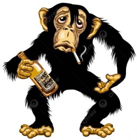 Cartoon Drunk Chimp Character Primate Cartoon Vector, Character ...