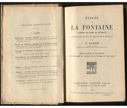 Fables de La Fontaine classées par ordre de difficulté. ... [bajky, francouzská literatura] - Antikvariát Valentinská