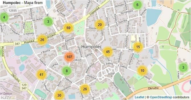 Humpolec - mapa firem
