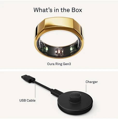 Oura Ring Gen3 Heritage Health & Fitness Tracker Smart Ring, Gold