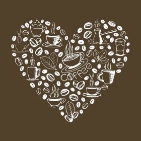 Tvar srdce plné kávové čmáranice — Ilustrace