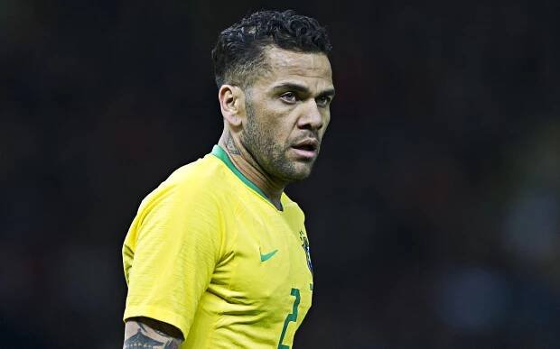 Brazil National Football Team Star - Dani Alves in Action Wallpaper