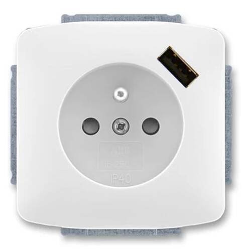 Zásuvka ABB Tango jednonásobná s USB nabíjením bílá