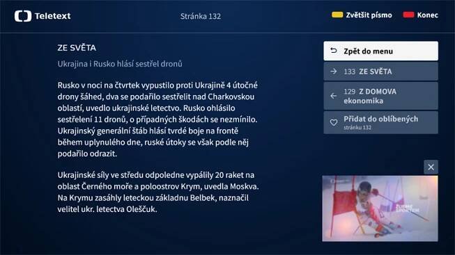 Teletext Zdroj: Česká televize