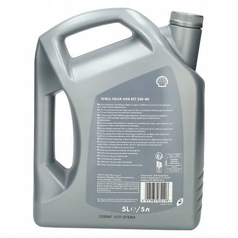 Motorový olej Shell Helix HX8 ECT 5W40 5L Kód výrobce 550046689