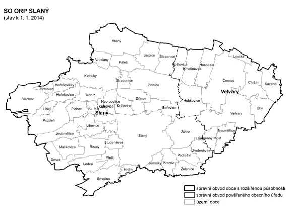 Administrativní mapa SO ORP Slaný