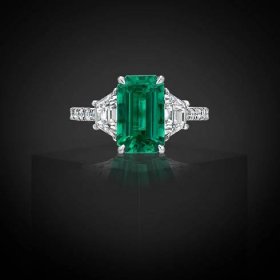 Untreated No Oil Afghani Emerald Diamond Platinum Ring 2.17 Carat