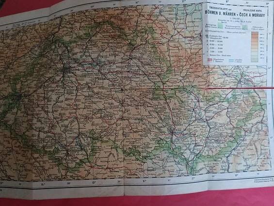 Protektorat Böhmen und Mähren - mapa r.1941, vyznačené hranice Sudety