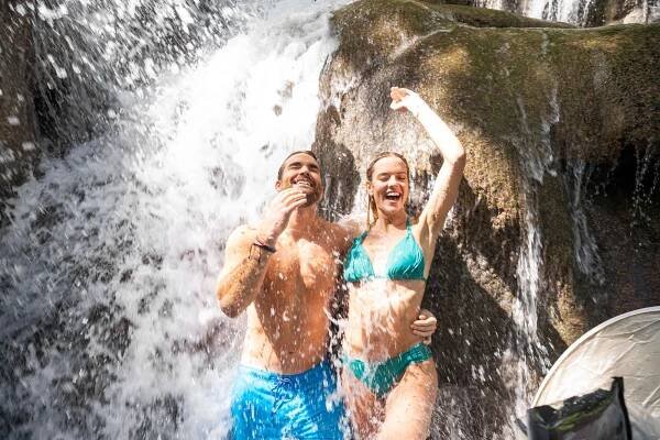 Couple bathing in Dunn's River Falls