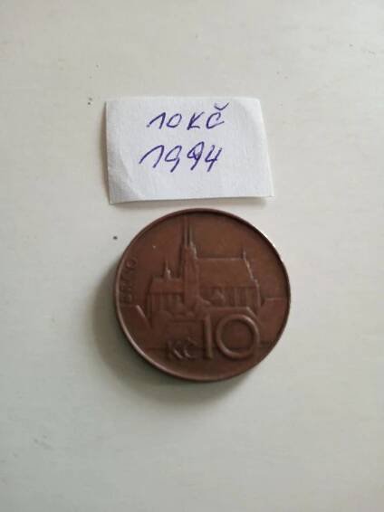 10 kč - rok 1994 R, pěkný stav - viz foto - Numismatika
