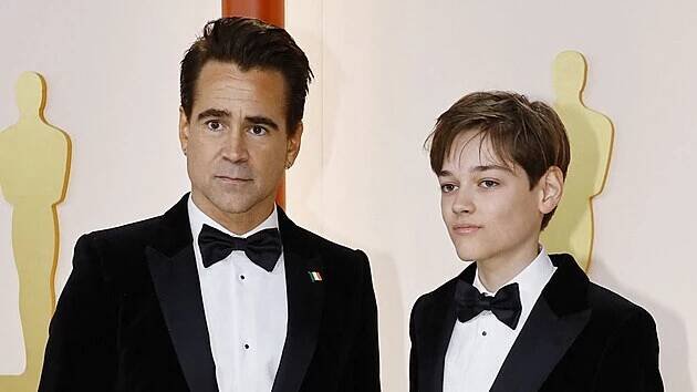 Colin Farrell a jeho syn Henry Tadeusz na udílení cen Oscar (Los Angeles, 12. března 2023)