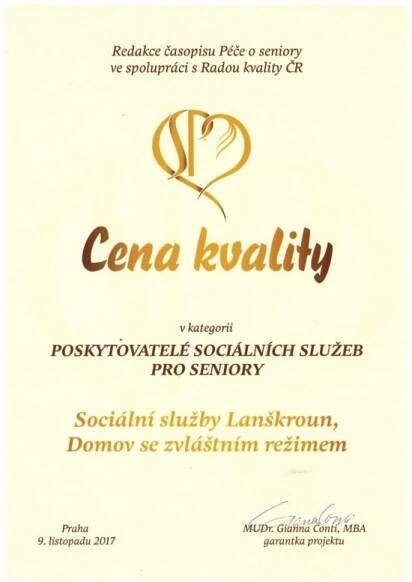 Ocenění - Sociální služby Lanškroun