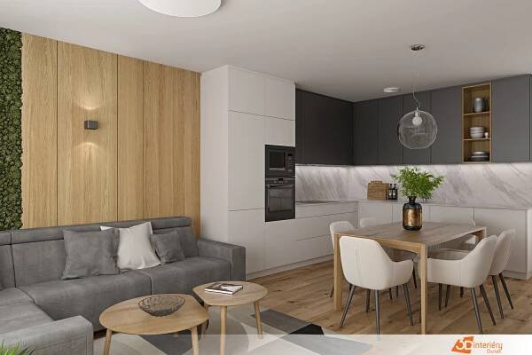 Apartmán design - kuchyně architektky - Návrhy interiérů, interierstudio3D.cz