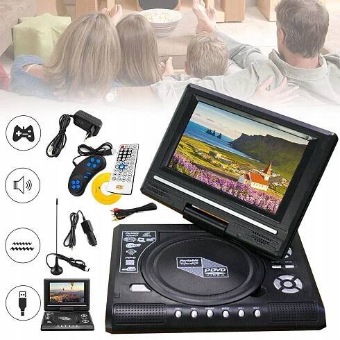 PŘENOSNÝ MINI AUTOMOBILOVÝ DOMÁCÍ PŘEHRÁVAČ DVD S HERNÍ FUNKCÍ, TV/FM/USB