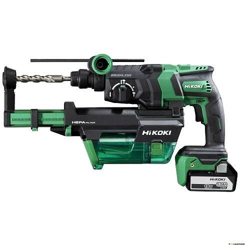 HiKoKi DH18DPCWUZ Aku vrtací kladivo 18V Brushless SDS-plus 2 x 5,0 Ah UC18YFSL HSC 4 + odsávání prachu