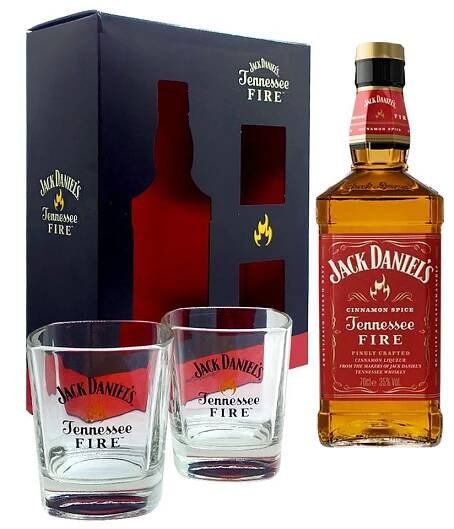 Jack Daniel's Fire 0,7l 35% + 2 poháre v kazete