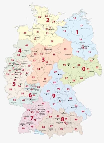 německá dvoumístná mapa psč - germany stock ilustrace