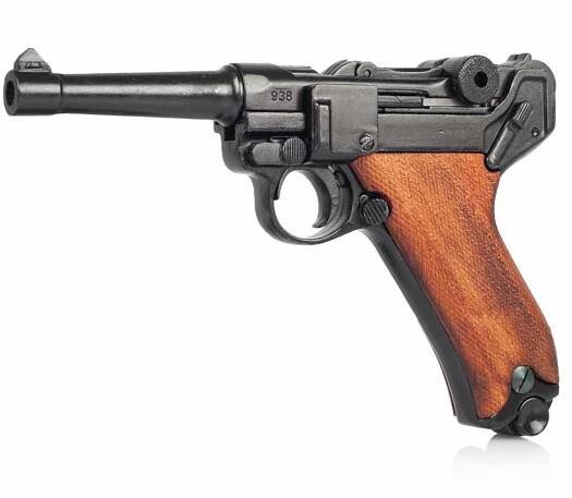 Luger P08 Deko Pistole Parabellum mit Holzgriffschalen