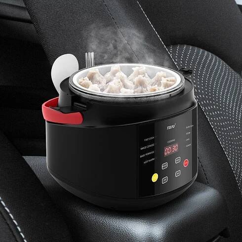 Elektrický mini vařič rýže MultiCooker Přenosný vařič rýže do auta 12V 24V Vařič pro osobní a nákladní automobily English Menu