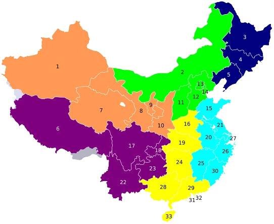 Soubor:China provinces numbered with regional colors.svg – Wikipedie