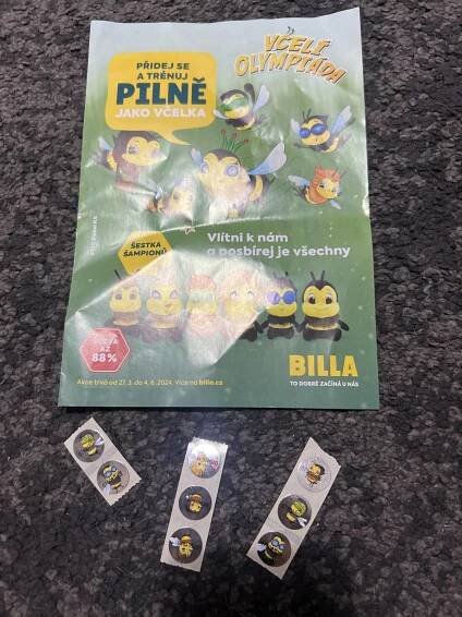 Daruji za odvoz billa nalepky na vcelky