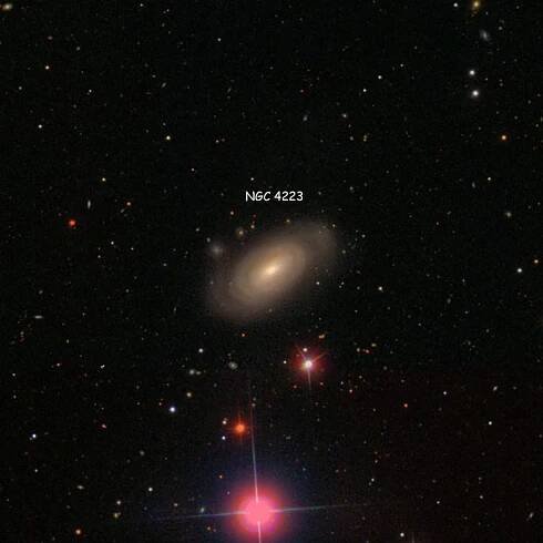 SDSS image of region near lenticular galaxy NGC 4223, traditionally misidentified as NGC 4241