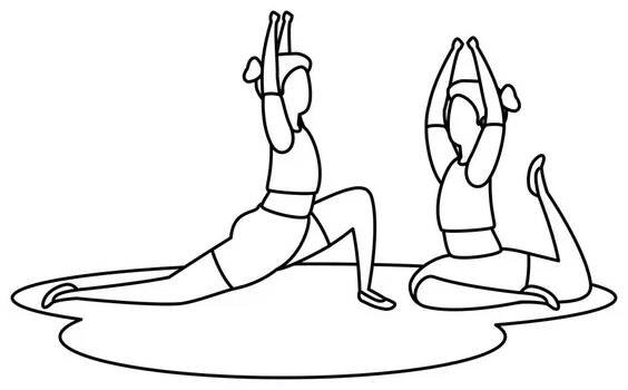 Krása děvčata dvojice cvičení Pilates — Ilustrace